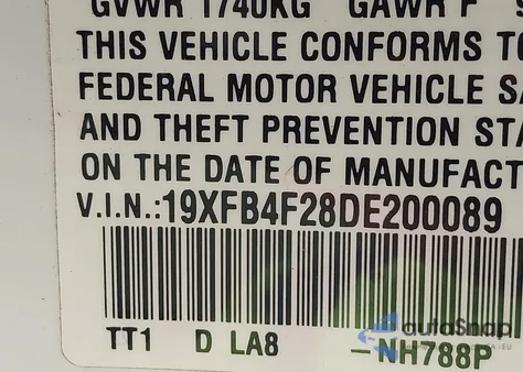 2013 Honda Civic Hybrid from USA, damaged, VIN 19XFB4F28DE200089